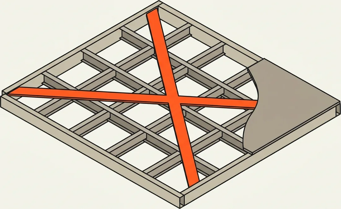 Panel de steel framing con montantes, soleras y cruz de San Andrés